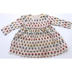 Hanna Andersson Floral Long Sleeve Pocket Dress Cream Multi 80cm 18-24M